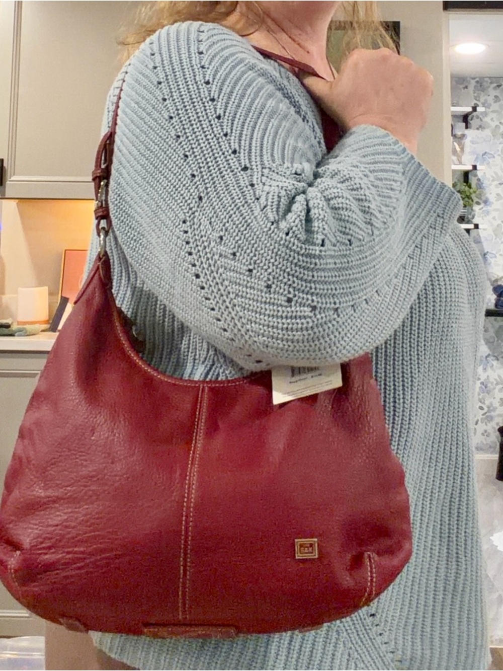 The Sak Sequoia Red Punch Leather Hobo Shoulder Bag NEW